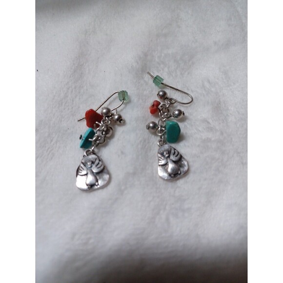 Angel Sterling  Silver Blue  Beaded Earrings - Picture 8 of 8